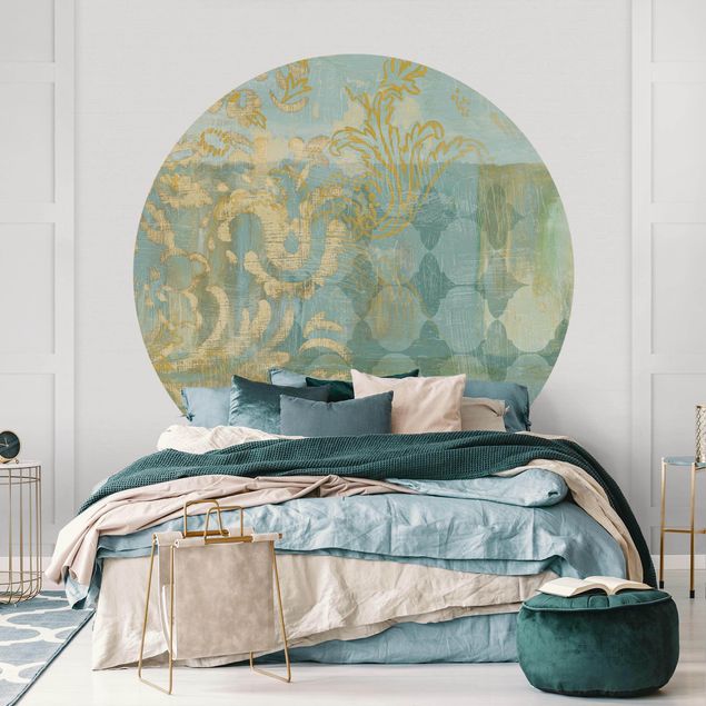 Déco mur cuisine Collage marocain en or et turquoise