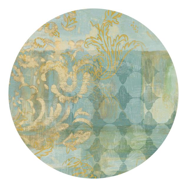 Papier peint rétro Collage marocain en or et turquoise