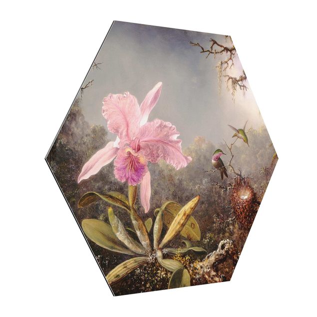 Tableau fleurs Martin Johnson Heade - Orchid And Three Hummingbirds