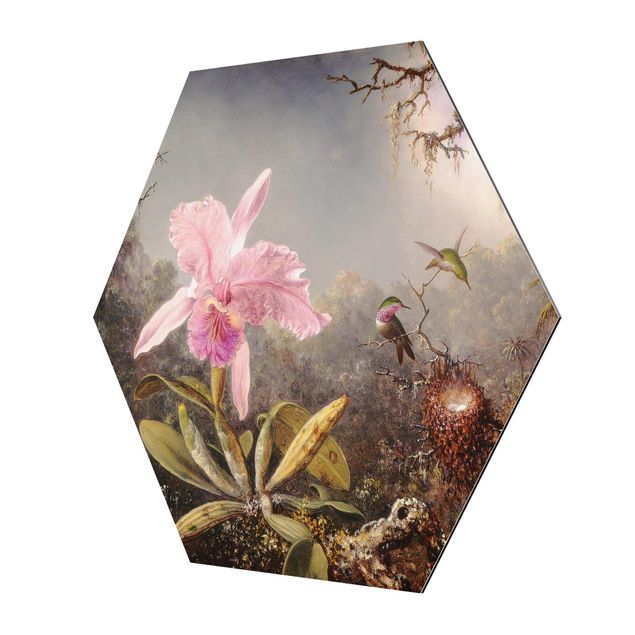 Tableau rose Martin Johnson Heade - Orchid And Three Hummingbirds