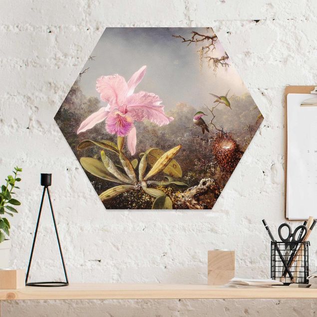 Tableaux orchidées Martin Johnson Heade - Orchid And Three Hummingbirds