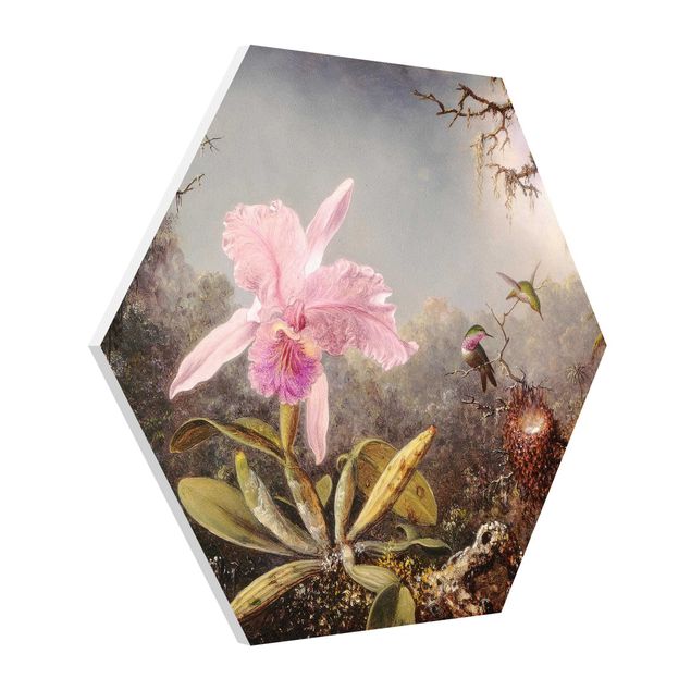 Tableaux fleurs Martin Johnson Heade - Orchid And Three Hummingbirds