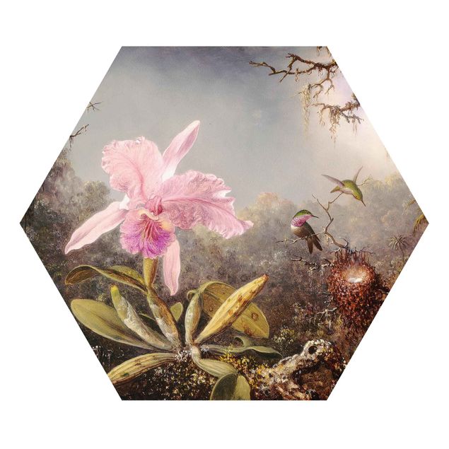 Tableaux animaux Martin Johnson Heade - Orchid And Three Hummingbirds