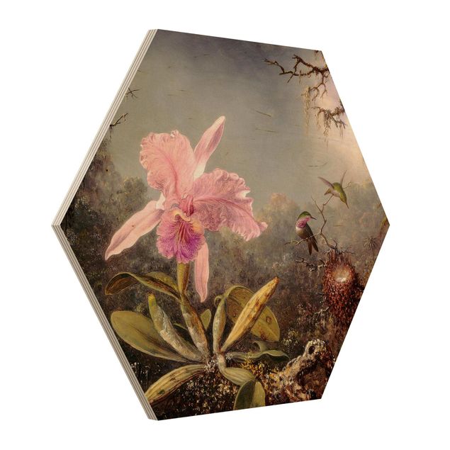 Tableaux moderne Martin Johnson Heade - Orchid And Three Hummingbirds