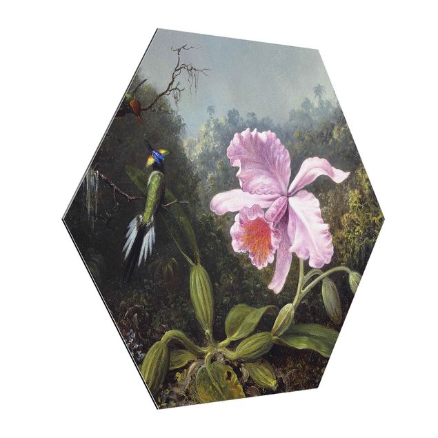 Tableaux modernes Martin Johnson Heade - Still Life With An Orchid And A Pair Of Hummingbirds