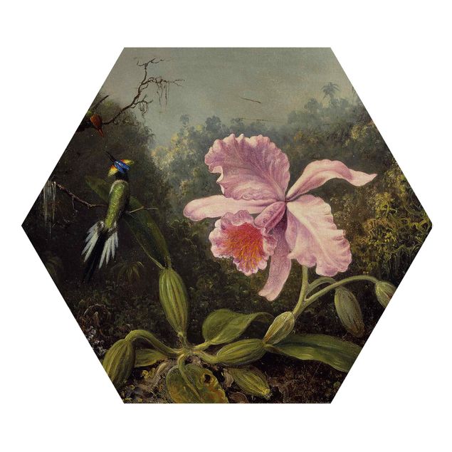 Tableaux moderne Martin Johnson Heade - Still Life With An Orchid And A Pair Of Hummingbirds