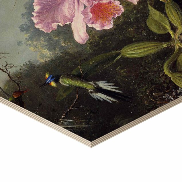 Tableaux muraux Martin Johnson Heade - Still Life With An Orchid And A Pair Of Hummingbirds