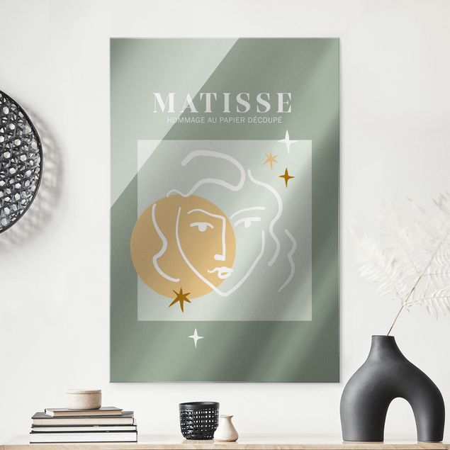 Tableaux en verre abstraits Interprétation de Matisse - Visage et étoiles