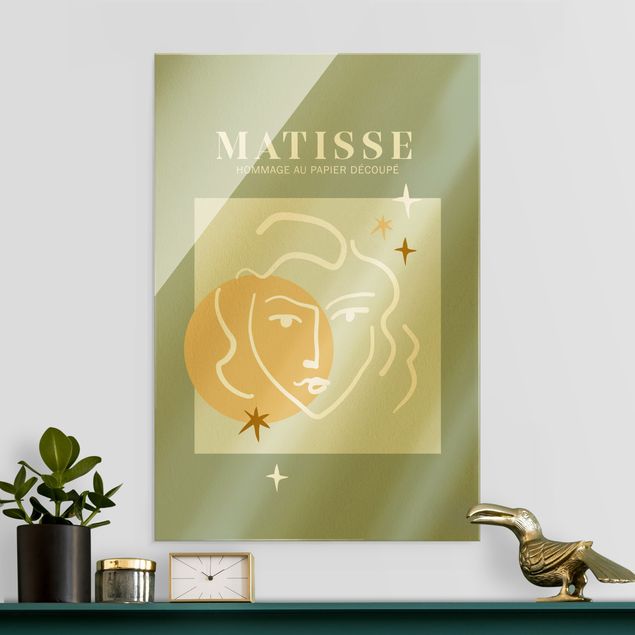 Tableaux en verre abstraits Interprétation de Matisse - Visage et étoiles