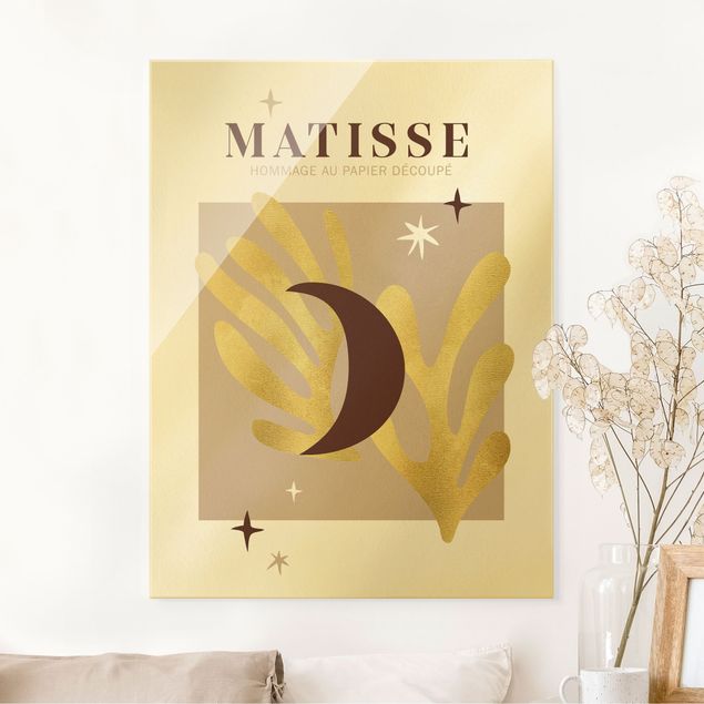 Tableaux en verre abstraits Interprétation Matisse - Lune et étoiles