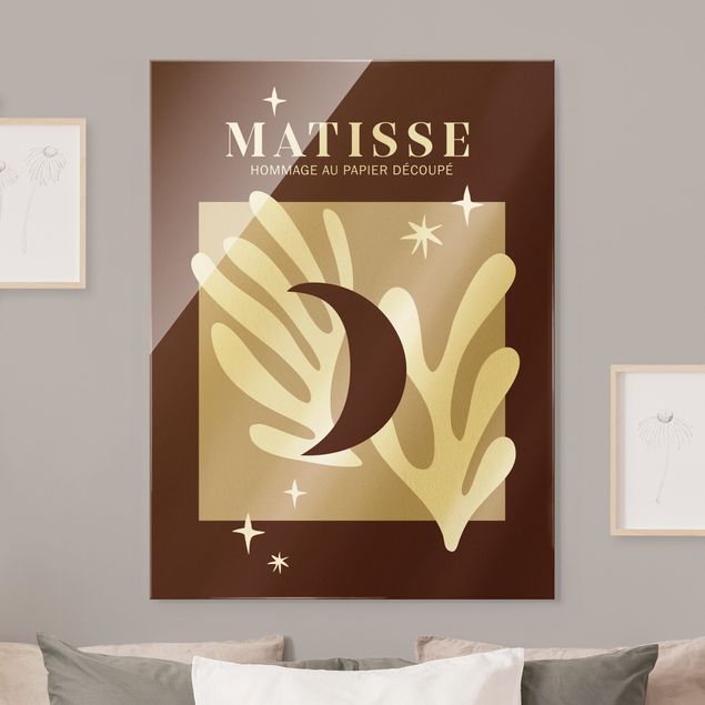 Tableau moderne Interprétation Matisse - Lune et étoiles rouges