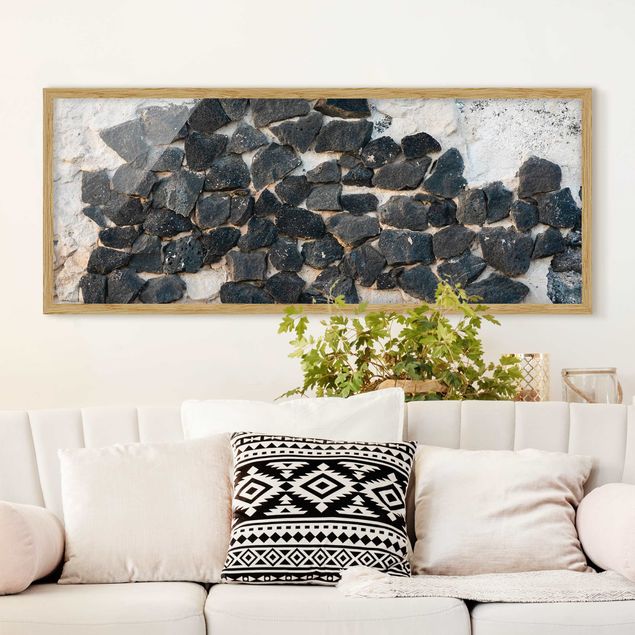 Tableaux moderne Mur avec pierres noires