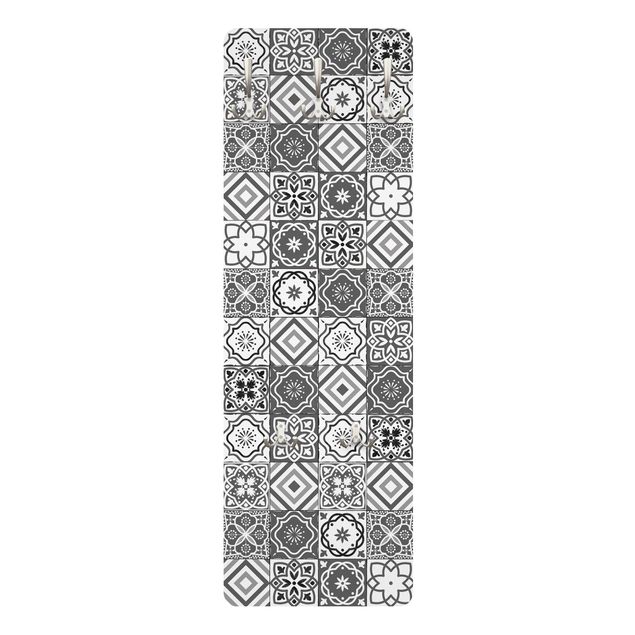 Porte-manteau dessins - Mediterranean Tile Pattern Grayscale