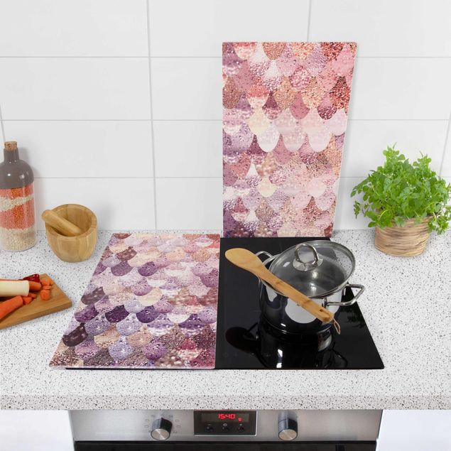 Couvre plaque de cuisson Sirène magique en couleur rose