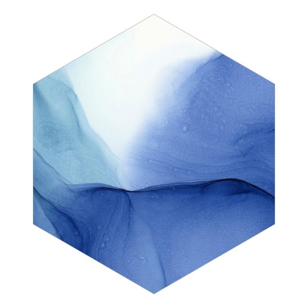 Papier peint hexagonal autocollant avec dessins - Mottled Ink Blue
