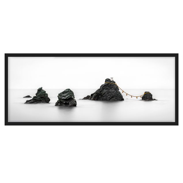 Affiches encadrées noir et blanc Meoto Iwa - Les rochers du couple marié
