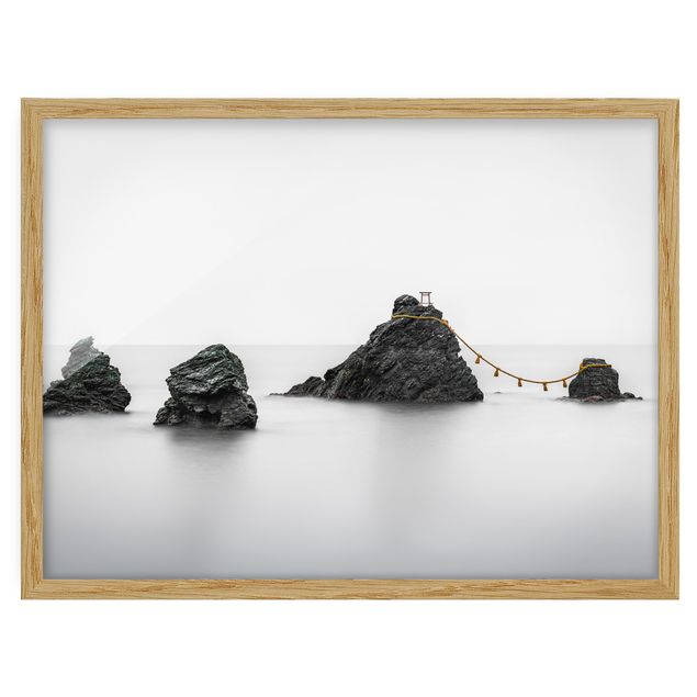 Affiches encadrées noir et blanc Meoto Iwa - Les rochers du couple marié