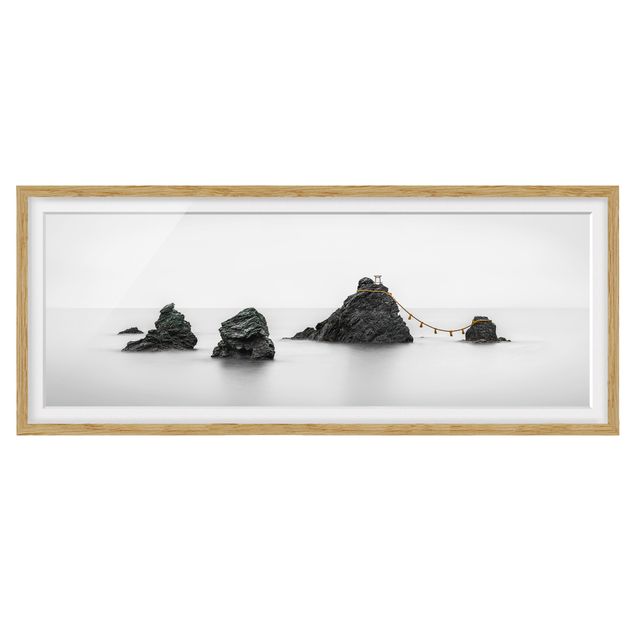 Tableaux encadrés noir et blanc Meoto Iwa - Les rochers du couple marié