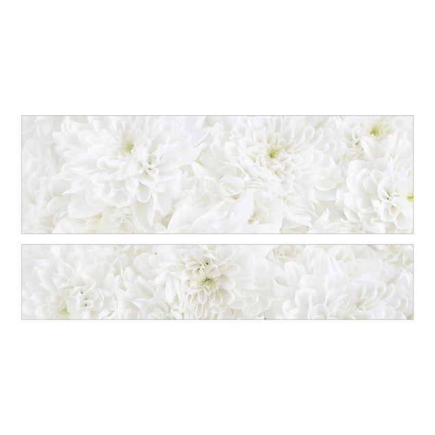 Papier adhésif pour meuble IKEA - Malm lit 140x200cm - Dahlias Sea Of Flowers White