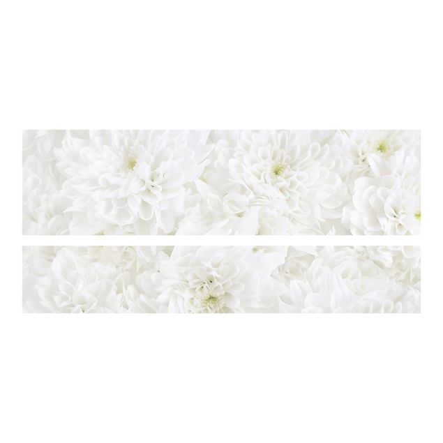 Papier adhésif pour meuble IKEA - Malm lit 160x200cm - Dahlias Sea Of Flowers White
