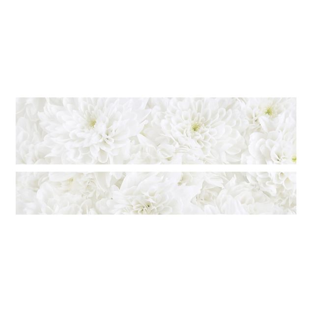 Papier adhésif pour meuble IKEA - Malm lit 180x200cm - Dahlias Sea Of Flowers White