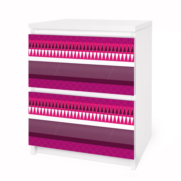 Papier adhésif pour meuble IKEA - Malm commode 2x tiroirs - Pink Ethnomix