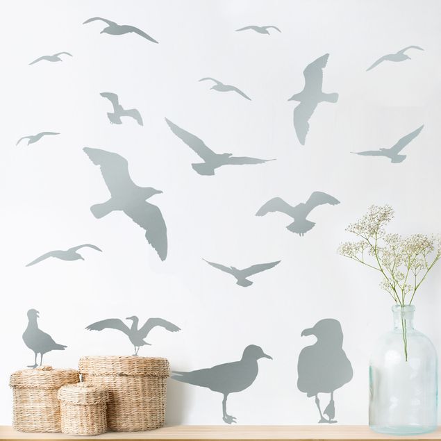 Sticker mural oiseaux Lot de mouettes