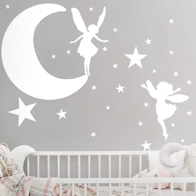 Sticker mural - Moon with Elves and Stars