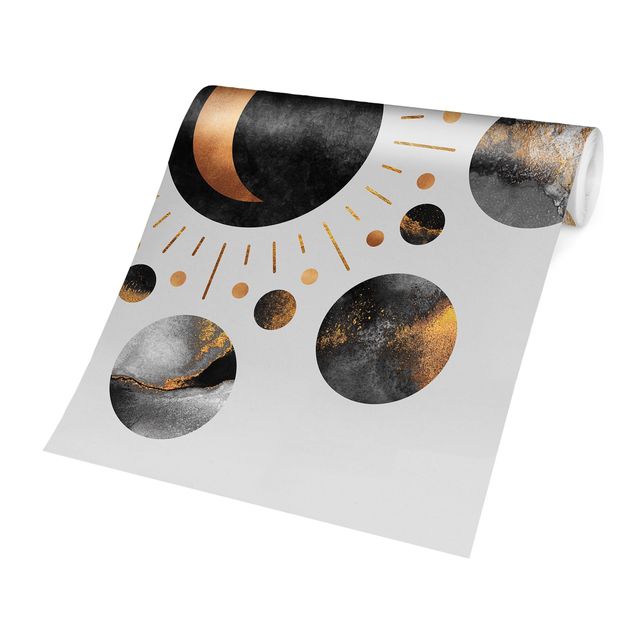 Tableaux de Elisabeth Fredriksson Phases de lune abstraites or