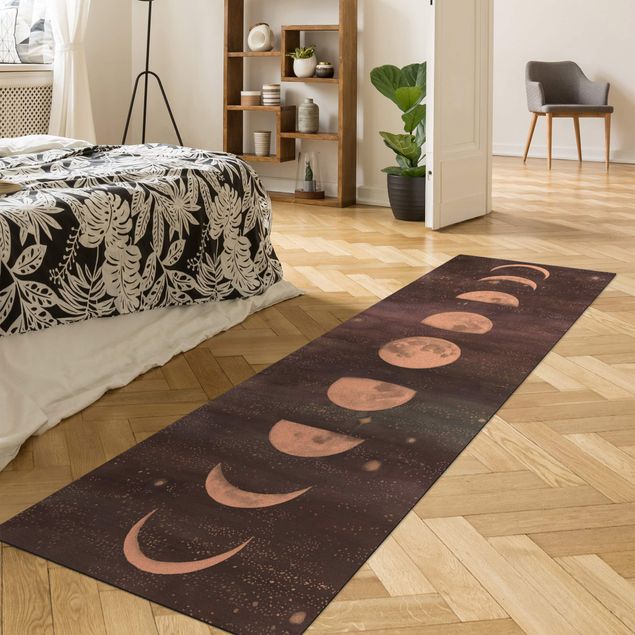 tapis contemporain Phases de la lune à l'aquarelle