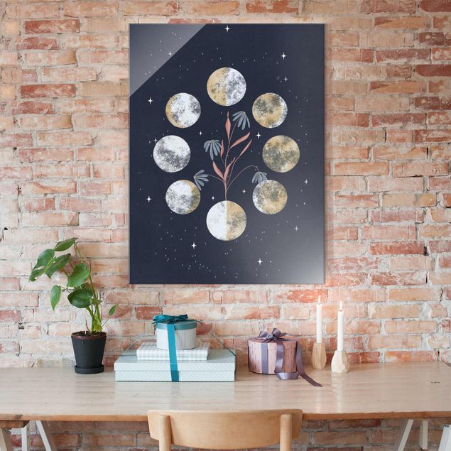Tableau zen Moon Phases and daisies