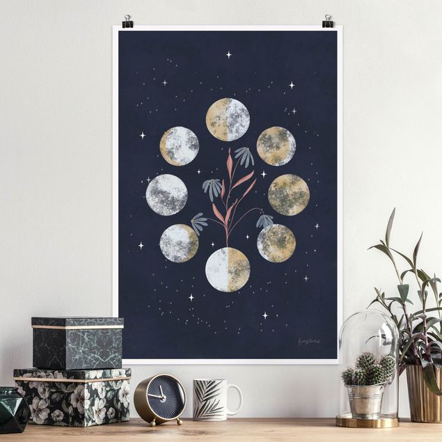 Tableaux moderne Moon Phases and daisies