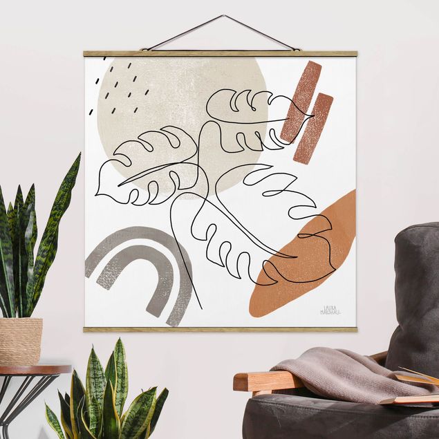 Tableaux moderne Monstera Line Art and Terracotta Colours