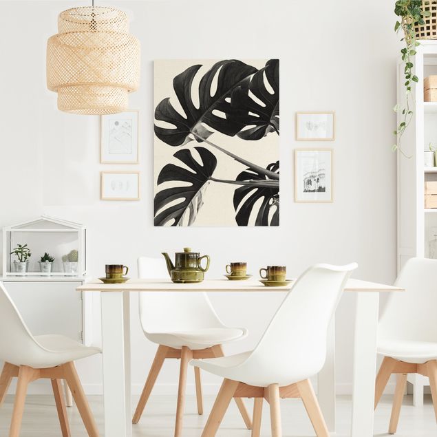 Tableau décoration Monstera Leaves Black And White