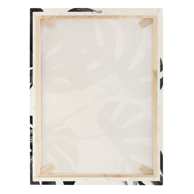 Tableau sur toile or - Monstera Leaves Black And White