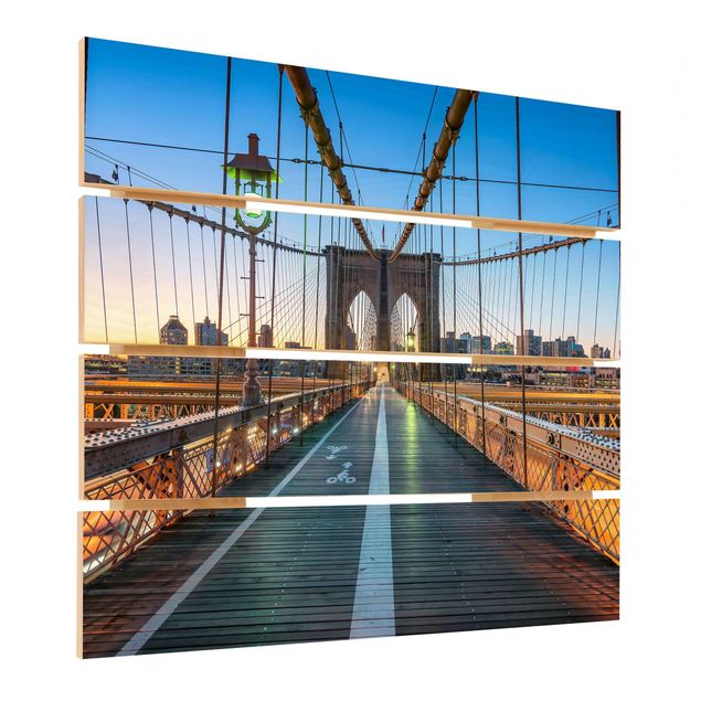 Impression sur bois - Dawn On The Brooklyn Bridge