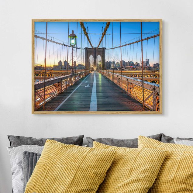 Cadre New York Aube sur le pont de Brooklyn