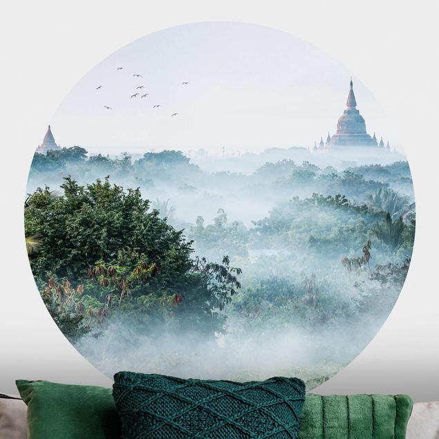 Déco mur cuisine Brouillard matinal sur la jungle de Bagan