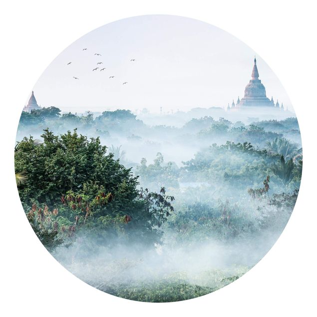 papier peint xxl Brouillard matinal sur la jungle de Bagan