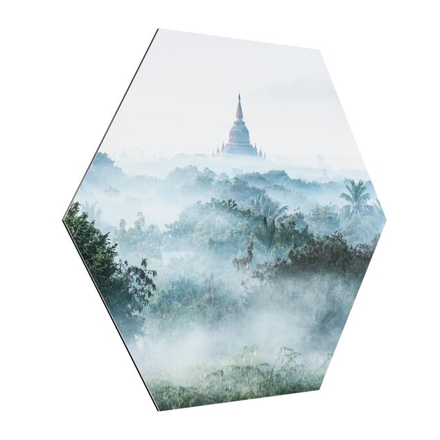 Tableau jungle tropicale Brouillard matinal sur la jungle de Bagan
