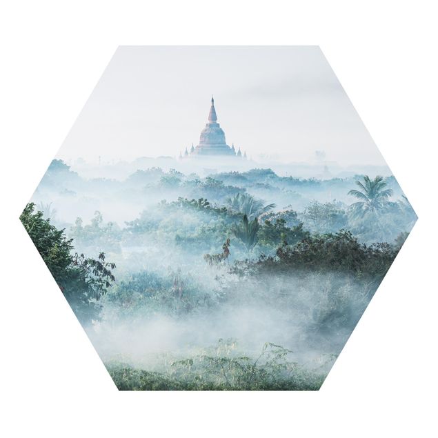 Tableaux Asie Brouillard matinal sur la jungle de Bagan