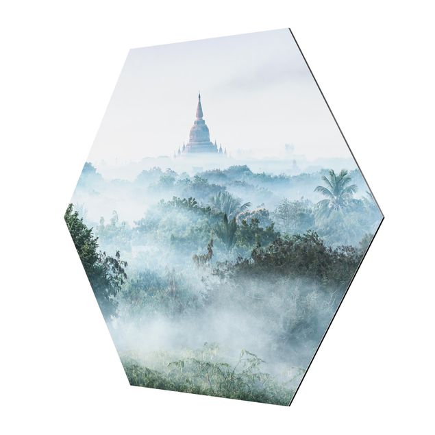 Tableaux moderne Brouillard matinal sur la jungle de Bagan