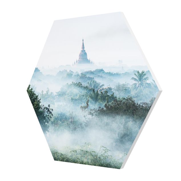 Tableaux modernes Brouillard matinal sur la jungle de Bagan