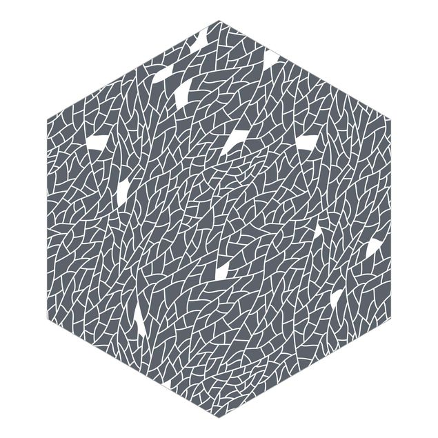 Papier peint hexagonal autocollant avec dessins - Mosaic Lines Pattern Gray Blue