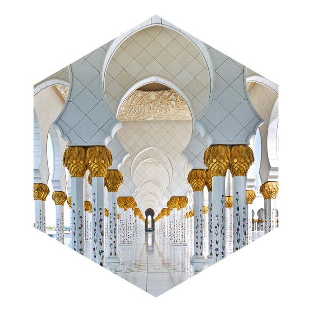 Tapisserie blanche Mosquée à Abu Dhabi