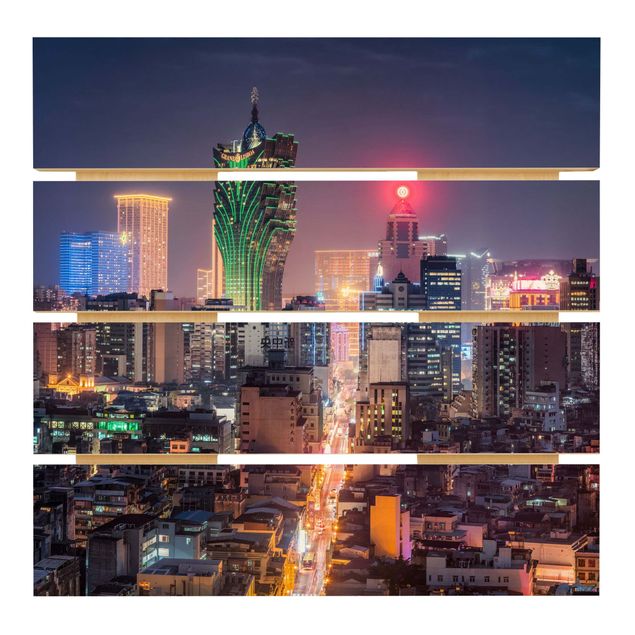 Impression sur bois - Illuminated Night In Macao