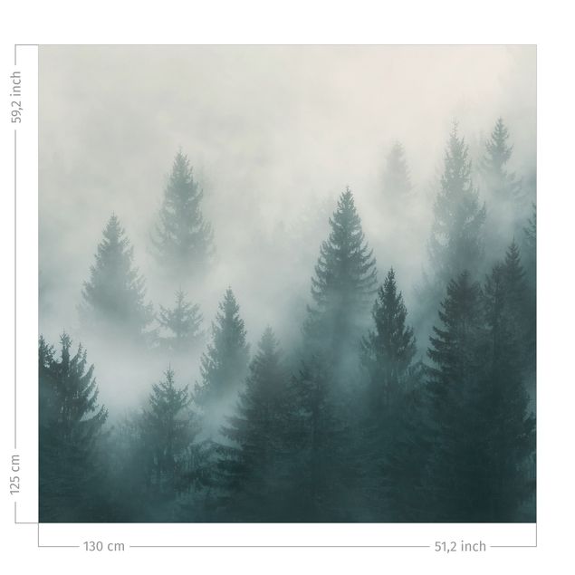rideaux modernes Coniferous Forest In Fog