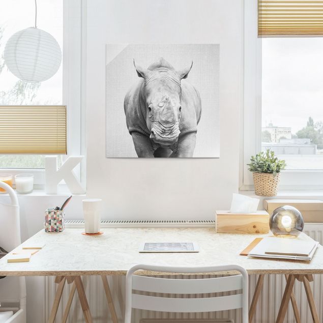 Tableau moderne Rhinocéros Nora Noir Et Blanc