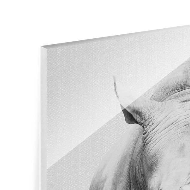 Tableaux en verre magnétique Rhinocéros Nora Noir Et Blanc