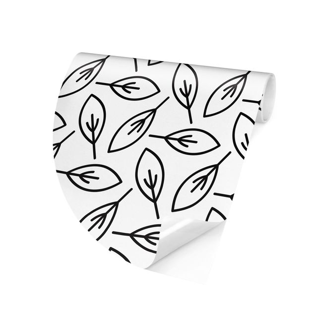 Papier peint floral Motif naturel de lignes de feuilles en noir
